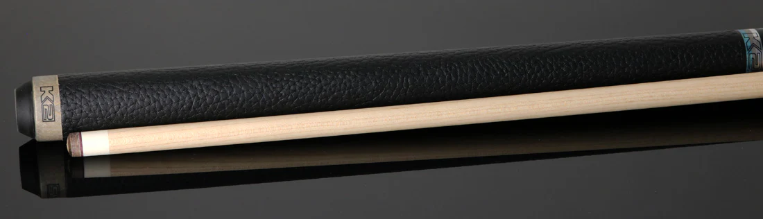K2 Matte Gray-Stained Maple and Blue Points Leather Wrap Pool Cue with 11.75 LD Shaft - KLLE1W - Image 3