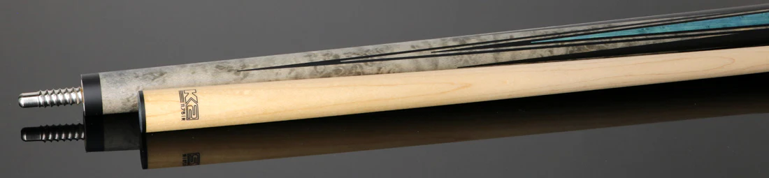 K2 Matte Gray-Stained Maple and Blue Points Leather Wrap Pool Cue with 11.75 LD Shaft - KLLE1W - Image 4
