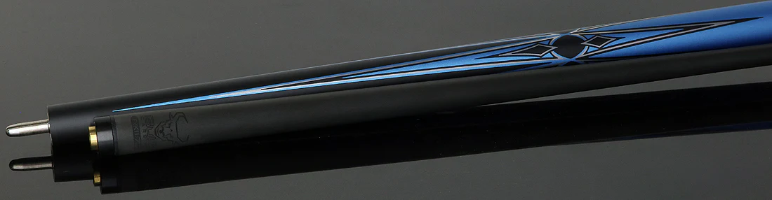 K2 Matte Metallic Blue with Silver and Black Graphic Pool Cue with 11.75mm RK Carbon Fiber Shaft  Shaft - Image 4