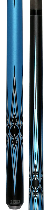 K2 Matte Metallic Blue with Silver and Black Graphic Pool Cue with 11.75mm RK Carbon Fiber Shaft  Shaft - Image 5