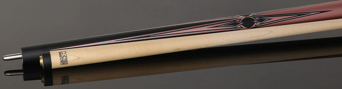 K2 Matte Metallic Pink with Black and Silver No Wrap Pool Cue with 11.75mm LD Koda Shaft - Image 4