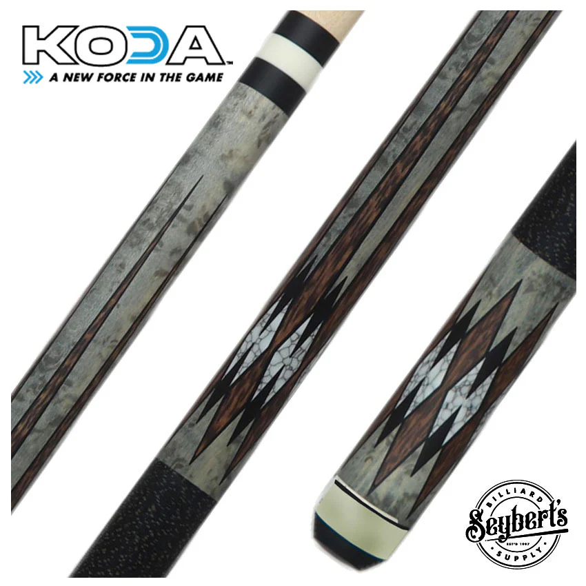 KODA Gray-Stained Maple with Cocobolo and Micarta inlay Graphic Pool Cue - KD52