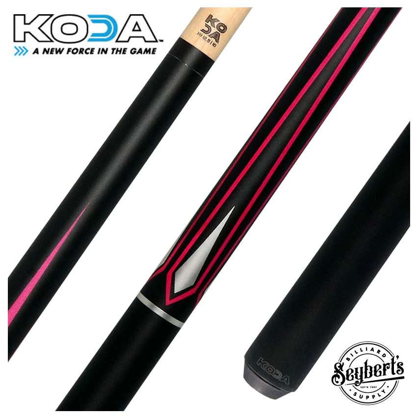 KODA Matte Black with Pink and Silver Graphic Pool Cue - KD47PK - Image 2