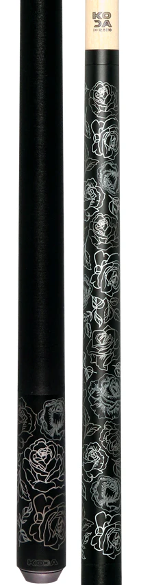 KODA Matte Black with Silver Rose Graphic Play Cue and Irish Linen Wrap - Image 5