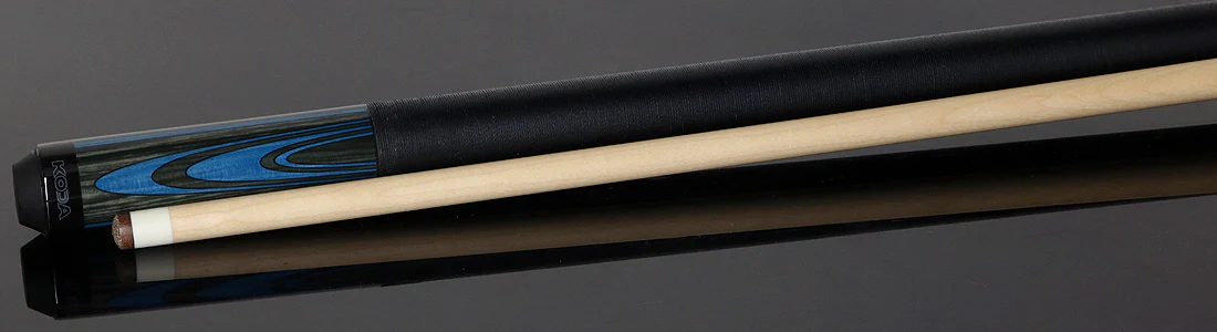 KODA Sky Blue and Gray Laminate Pool Cue with Linen Wrap - Image 3