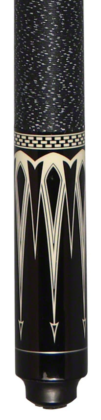 Lucky Black and White Graphic Pool Cue with Linen Wrap- L22 - Image 2