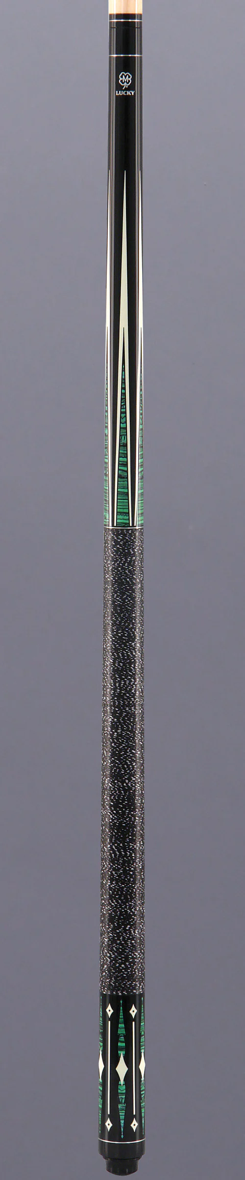 Lucky Black and Green Graphic Pool Cue with Linen Wrap - L28 - Image 2
