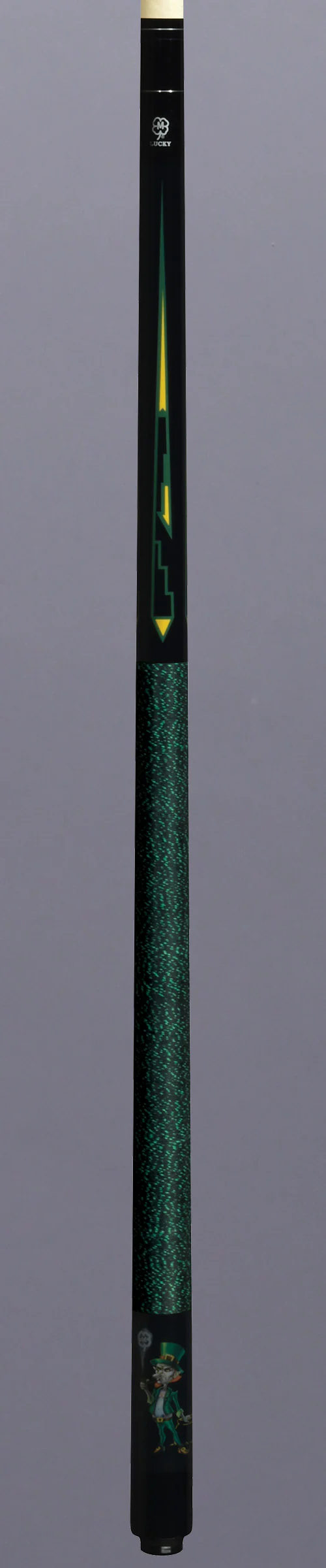Lucky Black and Leprechaun Graphic Pool Cue with Linen Wrap - L65 - Image 2