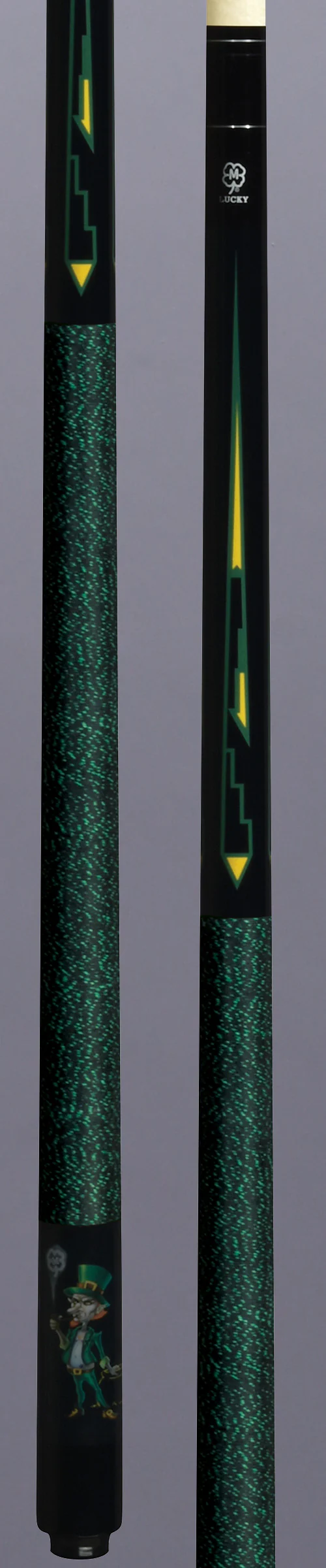 Lucky Black and Leprechaun Graphic Pool Cue with Linen Wrap - L65 - Image 3