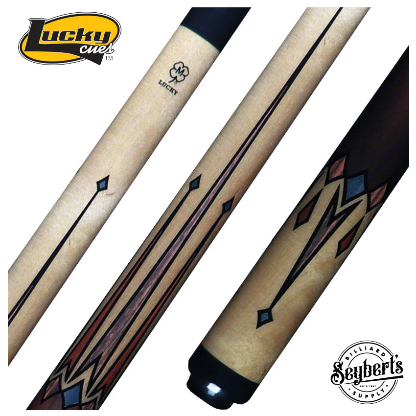 Lucky Hard Rock Maple and 8 Point Graphic No Wrap Pool Cue - L76
