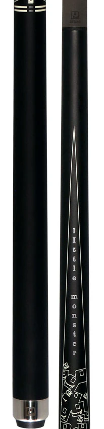 Little Monster Matte Black with 2 White Points Graphics No Wrap Play Cue with Carbon Fiber Shaft - Image 5