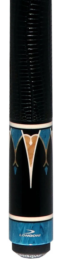 Longoni Galaxy Cyan Pool Cue with Lizard Wrap and S2 American Shaft - Image 2