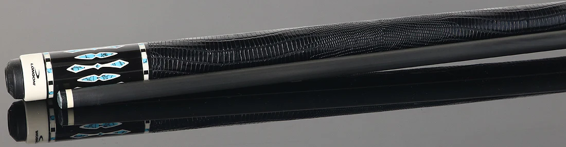 Longoni Black Mamba II Pool Cue with Luna Nera Shaft and Black Lizard Leather Wrap - Image 3