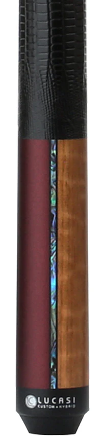 Lucasi Custom Duo Garnet Red/Exotic Apitong Cue with Embossed Leather Wrap Pool Cue - Image 2