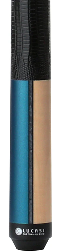 Lucasi Custom Duo Prussian Blue/Natural Super Birdseye Cue with Embossed Leather Wrap Pool Cue - Image 2