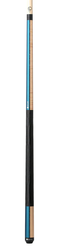 Lucasi Custom Duo Prussian Blue/Natural Super Birdseye Cue with Embossed Leather Wrap Pool Cue - Image 4