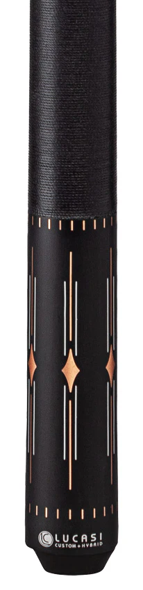 Lucasi Hybrid Matte Charcoal Birdseye with White/Rose Gold Inlays and Black Linen Wrap Pool Cue - Image 2