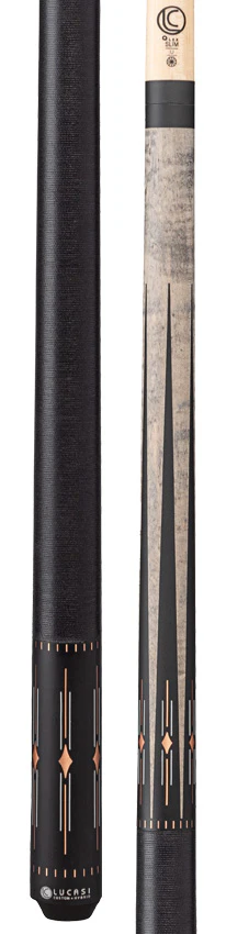 Lucasi Hybrid Matte Charcoal Birdseye with White/Rose Gold Inlays and Black Linen Wrap Pool Cue - Image 3
