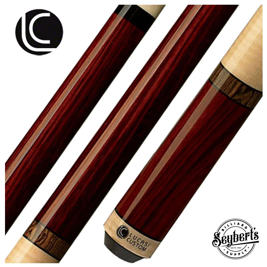 Lucasi Zero Flexpoint Exotic Rengas with Bocote Rings and Curly Maple Wrapless Pool Cue - LZC11