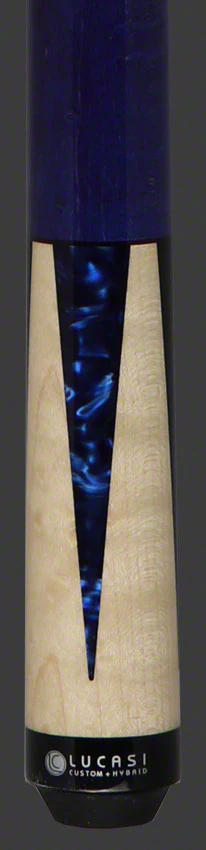 Lucasi Zero Flexpoint Natural Birdseye Maple with Blue Luster Inlays and Blue Birdseye Wrapless Pool Cue - LZC16 - Image 2