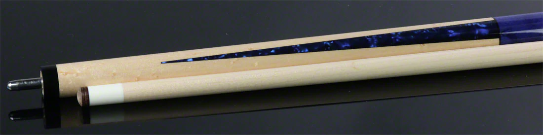 Lucasi Zero Flexpoint Natural Birdseye Maple with Blue Luster Inlays and Blue Birdseye Wrapless Pool Cue - LZC16 - Image 5