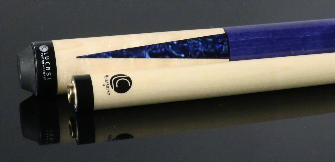 Lucasi Zero Flexpoint Natural Birdseye Maple with Blue Luster Inlays and Blue Birdseye Wrapless Pool Cue - LZC16 - Image 6