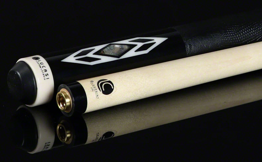 Lucasi Zero Flexpoint Antique Stained Birdseye Maple with Abalone Inlays and Lizard Embossed Black Leather Wrap Pool Cue - LZC24 - Image 5
