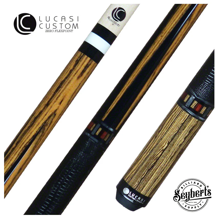 Lucasi Zero Flexpoint Bocote with Silver Crush Inlays and Black Embossed Snake Wrap Pool Cue - LZC26
