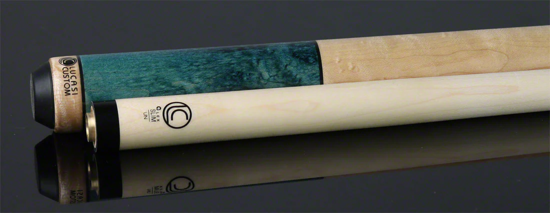 Lucasi  Zero Flexpoint Teal Birdseye and Natural Maple Wrapless Handle Pool Cue - LZC3 - Image 6