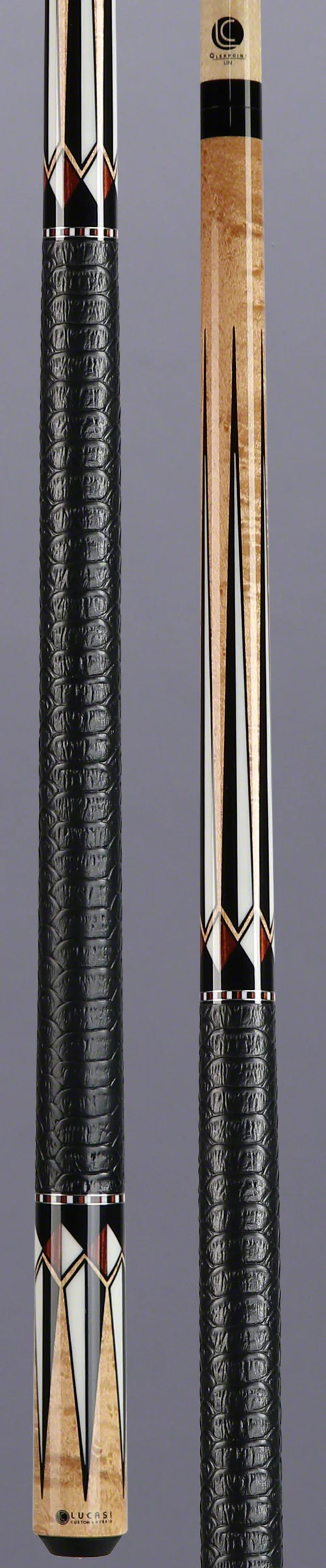 Lucasi Zero Flexpoint Antique Stained Birdseye Maple with Cocobolo Inlays and Embossed Black Snakeskin Wrap Pool Cue - LZC31 - Image 3