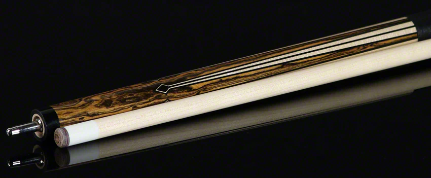 Lucasi Zero Flexpoint Bocote with Black/Natural Curly Maple Inlays and Solid Black Linen Wrap Pool Cue - LZC35 - Image 4
