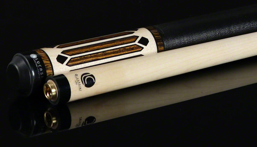 Lucasi Zero Flexpoint Bocote with Black/Natural Curly Maple Inlays and Solid Black Linen Wrap Pool Cue - LZC35 - Image 5