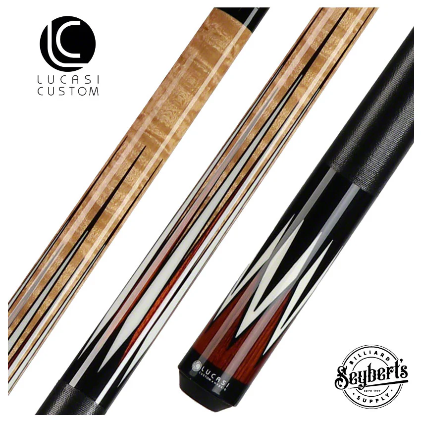 Lucasi Zero Flexpoint Antique Stained Super Birdseye Maple with Cocobolo and Black Linen Wrap Pool Cue - LZC37