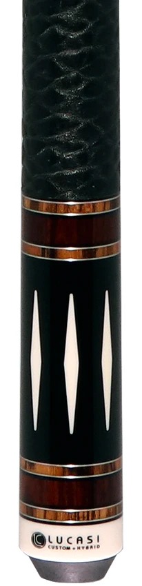 Lucasi Zero Flexpoint Midnight Black with Bocote Inlays and Elephant Embossed Black Leather Wrap Pool Cue - LZC39 - Image 2