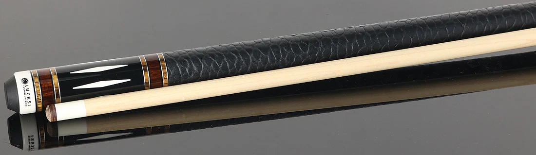 Lucasi Zero Flexpoint Midnight Black with Bocote Inlays and Elephant Embossed Black Leather Wrap Pool Cue - LZC39 - Image 3
