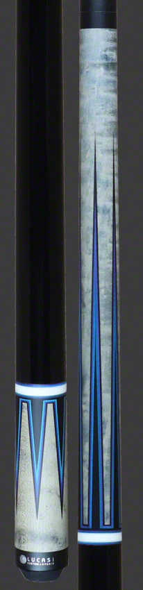 Lucasi Zero Flexpoint Grey Stained Maple with Blue/Green Veneer Points and Midnight Black Wrapless Pool Cue - LZC53 - Image 2