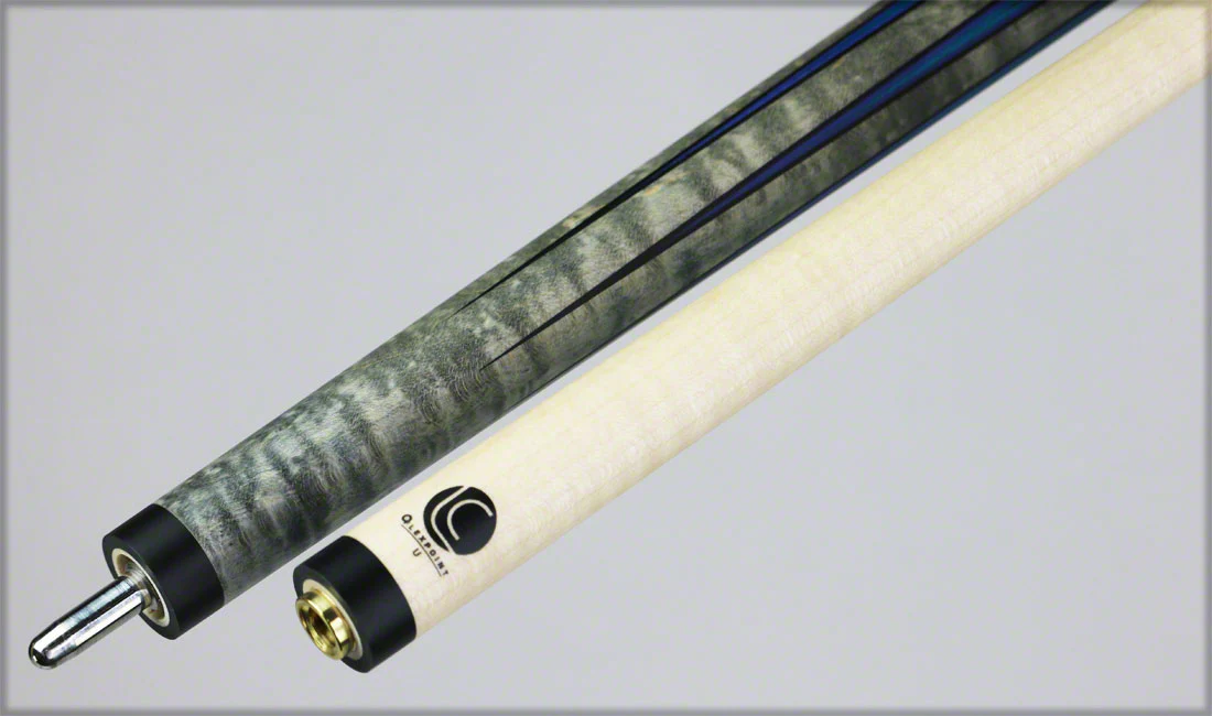 Lucasi Zero Flexpoint Grey Stained Maple with Blue/Green Veneer Points and Midnight Black Wrapless Pool Cue - LZC53 - Image 5