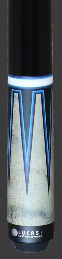 Lucasi Zero Flexpoint Grey Stained Maple with Blue/Green Veneer Points and Midnight Black Wrapless Pool Cue - LZC53 - Image 6