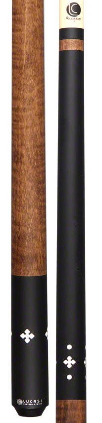 Lucasi Zero Flexpoint Matte Black with 4 Imitation Bone Inlays and Walnut Stained Curly Maple Wrapless Pool Cue - LZC58 - Image 2