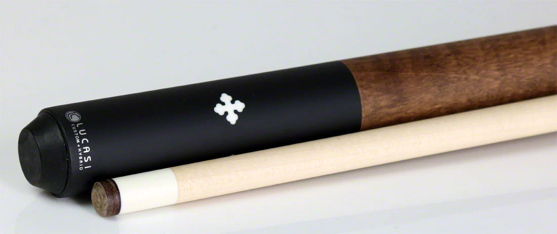 Lucasi Zero Flexpoint Matte Black with 4 Imitation Bone Inlays and Walnut Stained Curly Maple Wrapless Pool Cue - LZC58 - Image 5