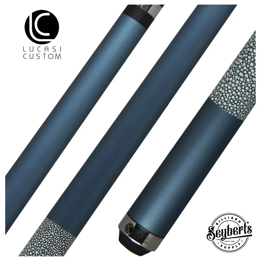 Lucasi Zero Flexpoint Matte Metallic Cobalt Blue with White and Blue Stingray Embossed Leather Pool Cue - LZC8