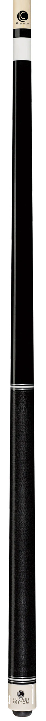 Lucasi Zero Flexpoint Midnight Black with Silver & White Rings and Black Linen Wrap Pool Cue - LZCB5 - Image 2