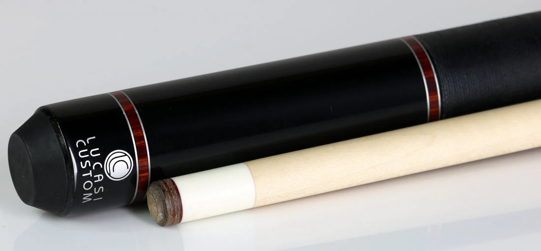 Lucasi LZD6 Zero Flexpoint Midnight Black with Cocobolo/Silver Accent Rings and Black Linen Wrap Pool Cue - LZD6 - Image 2