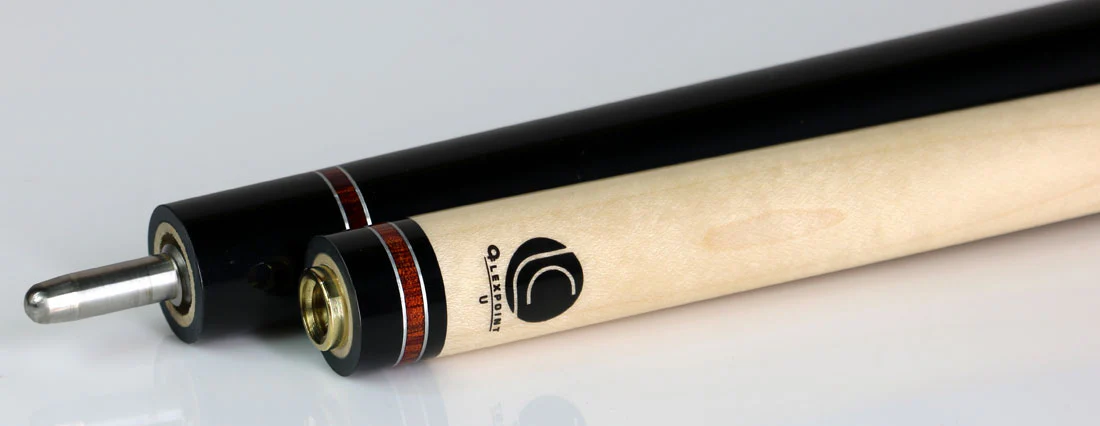 Lucasi LZD6 Zero Flexpoint Midnight Black with Cocobolo/Silver Accent Rings and Black Linen Wrap Pool Cue - LZD6 - Image 3
