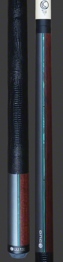 Lucasi Duo Matte Gunmetal/Zebrawood with Malachite Inlays and Embossed Lizard Wrap Pool Cue - LZDU12 - Image 2