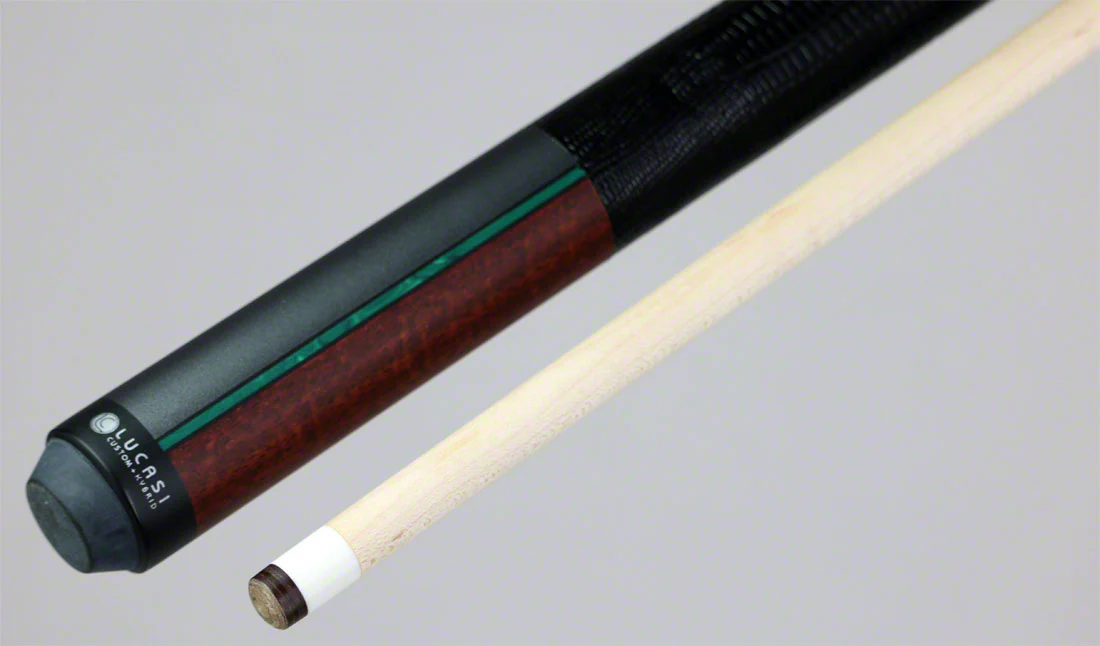 Lucasi Duo Matte Gunmetal/Zebrawood with Malachite Inlays and Embossed Lizard Wrap Pool Cue - LZDU12 - Image 3
