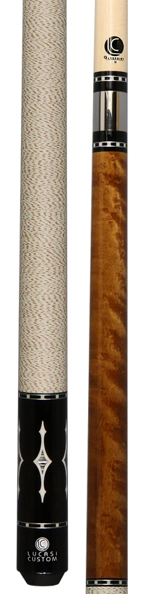 Lucasi Zero Flexpoint Walnut Stained Birdseye Maple with Silver Crush/Imitation Bone Inlays and White and Brown Linen WrapPool Cue - LZE9 - Image 5