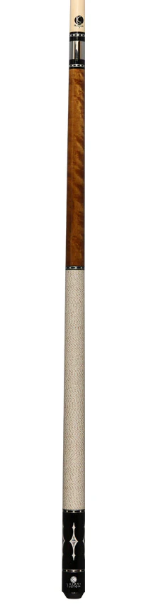 Lucasi Zero Flexpoint Walnut Stained Birdseye Maple with Silver Crush/Imitation Bone Inlays and White and Brown Linen WrapPool Cue - LZE9 - Image 6
