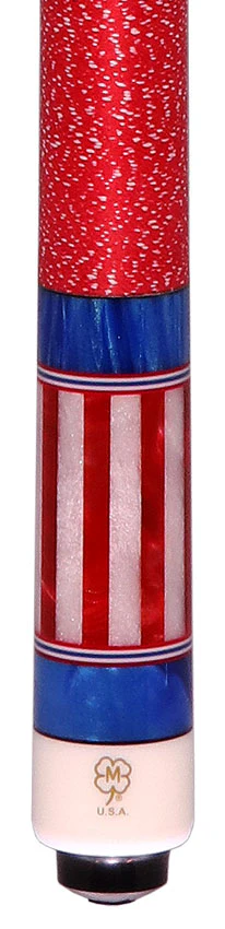 McDermott Blue Stained Birdseye Maple with Red/White/Blue Inlays Cue of the Month with G-Core Shaft - Image 2