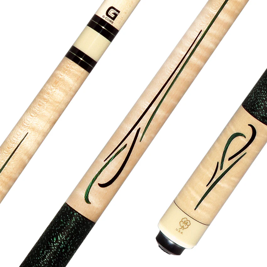 McDermott Curly Maple with Green Malachite and Black Urethane Inlays Cue of the Month with G-Core Shaft - Image 4